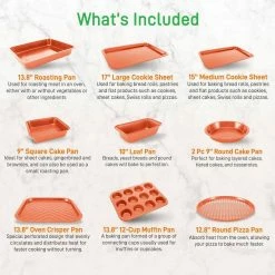 10-Piece Non-Stick Metallic Coating Dishwasher Safe Professional Home Kitchen Bake Pan Set PFOA, PFOS, PTFE Free by NutriChef -Cheap Bakeware Store gold nutrichef bakeware sets ncbscc54 4f 1000