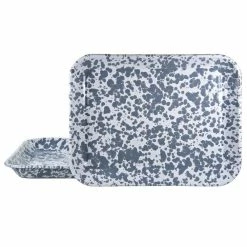 Grey Swirl 10 in. x 13 in. Enamelware Square Quarter Sheet by Golden Rabbit