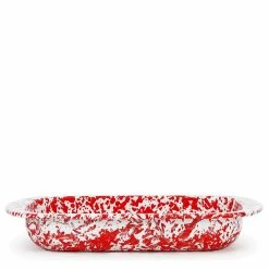 Red Swirl 4.5 qt. Enamelware Baking Pan by Golden Rabbit