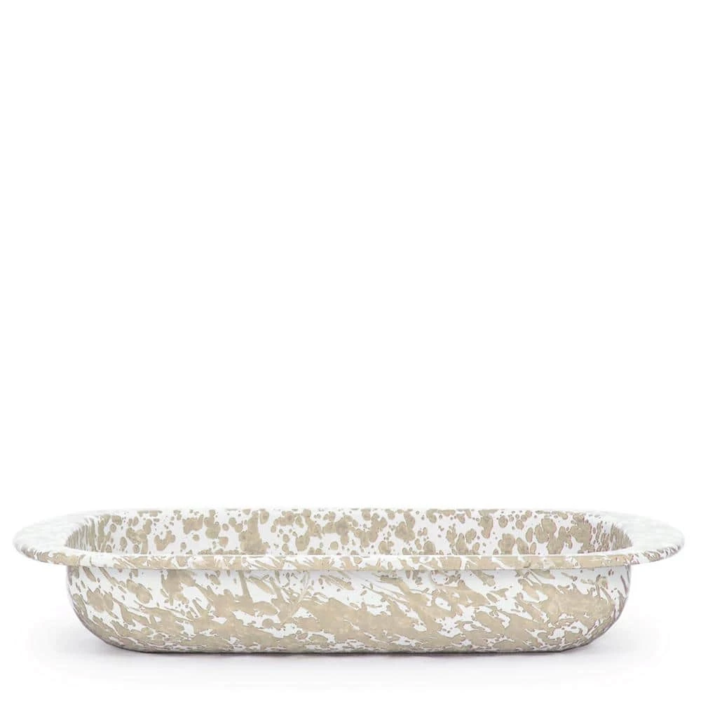 Taupe Swirl 4.5 qt. Enamelware Baking Pan by Golden Rabbit 1 Taupe Swirl 4.5 qt. Enamelware Baking Pan by Golden Rabbit
