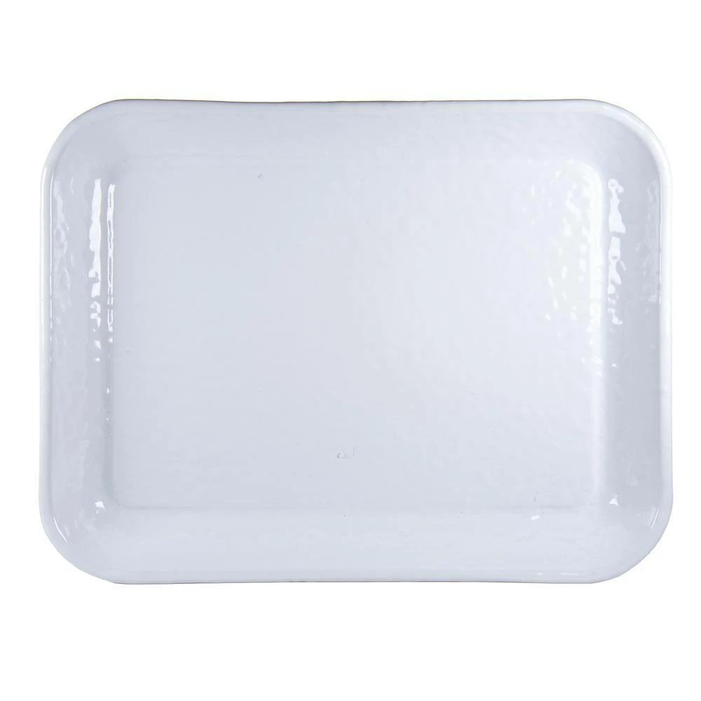 Solid White 10 in. x 13 in. Enamelware Square Quarter Sheet by Golden Rabbit 3 Solid White 10 in. x 13 in. Enamelware Square Quarter Sheet by Golden Rabbit - Image 3