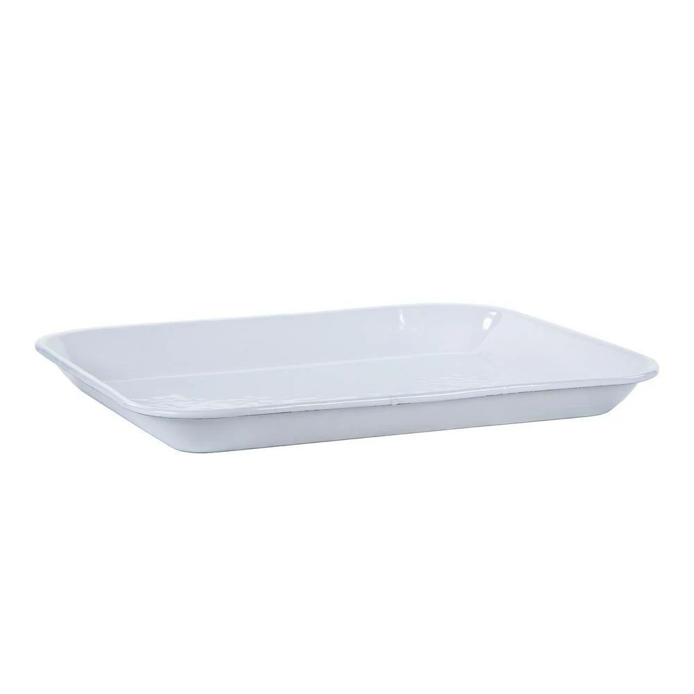 Solid White 10 in. x 13 in. Enamelware Square Quarter Sheet by Golden Rabbit 2 Solid White 10 in. x 13 in. Enamelware Square Quarter Sheet by Golden Rabbit - Image 2
