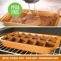 Brooklyn Brownie Non-Stick Baking Pan with Built-in Slicer (18-Brownies Capacity) by Gotham Steel -Cheap Bakeware Store gotham steel baking sheets 1491 1f 1000