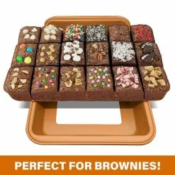 Brooklyn Brownie Non-Stick Baking Pan with Built-in Slicer (18-Brownies Capacity) by Gotham Steel -Cheap Bakeware Store gotham steel baking sheets 1491 44 1000
