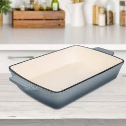 3 qt. Rectangular Cast Iron 13 in. Enameled Gray Baking Dish by LEXI HOME -Cheap Bakeware Store gray baking dishes lb5675 31 1000