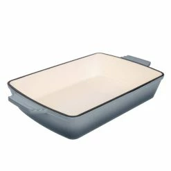 3 qt. Rectangular Cast Iron 13 in. Enameled Gray Baking Dish by LEXI HOME