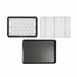 3-Piece Non-Stick Jelly Roll Pan with Mat and Cooling Rack by Chicago Metallic