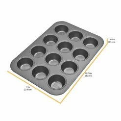 Commercial II Non-Stick 12-Cup Muffin Pan by Chicago Metallic -Cheap Bakeware Store gray chicago metallic cupcake pans muffin pans 59612 1f 1000