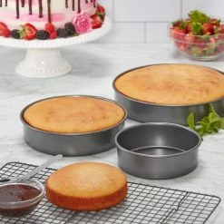 3-Piece Professional Non-Stick Round Cake Pan Set by Chicago Metallic -Cheap Bakeware Store gray chicago metallic standard cake pans 5233128 4f 1000