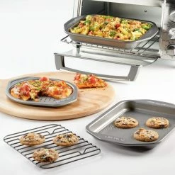 Total Bakeware Nonstick Toaster Oven and Personal Pizza Pan Baking Set, Gray, 4-Piece by Circulon -Cheap Bakeware Store gray circulon bakeware sets 47986 31 1000