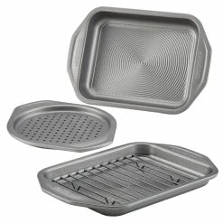 Total Bakeware Nonstick Toaster Oven and Personal Pizza Pan Baking Set, Gray, 4-Piece by Circulon
