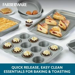 8-Piece Gray Nonstick Bakeware Set by Farberware -Cheap Bakeware Store gray farberware bakeware sets 47765 4f 1000
