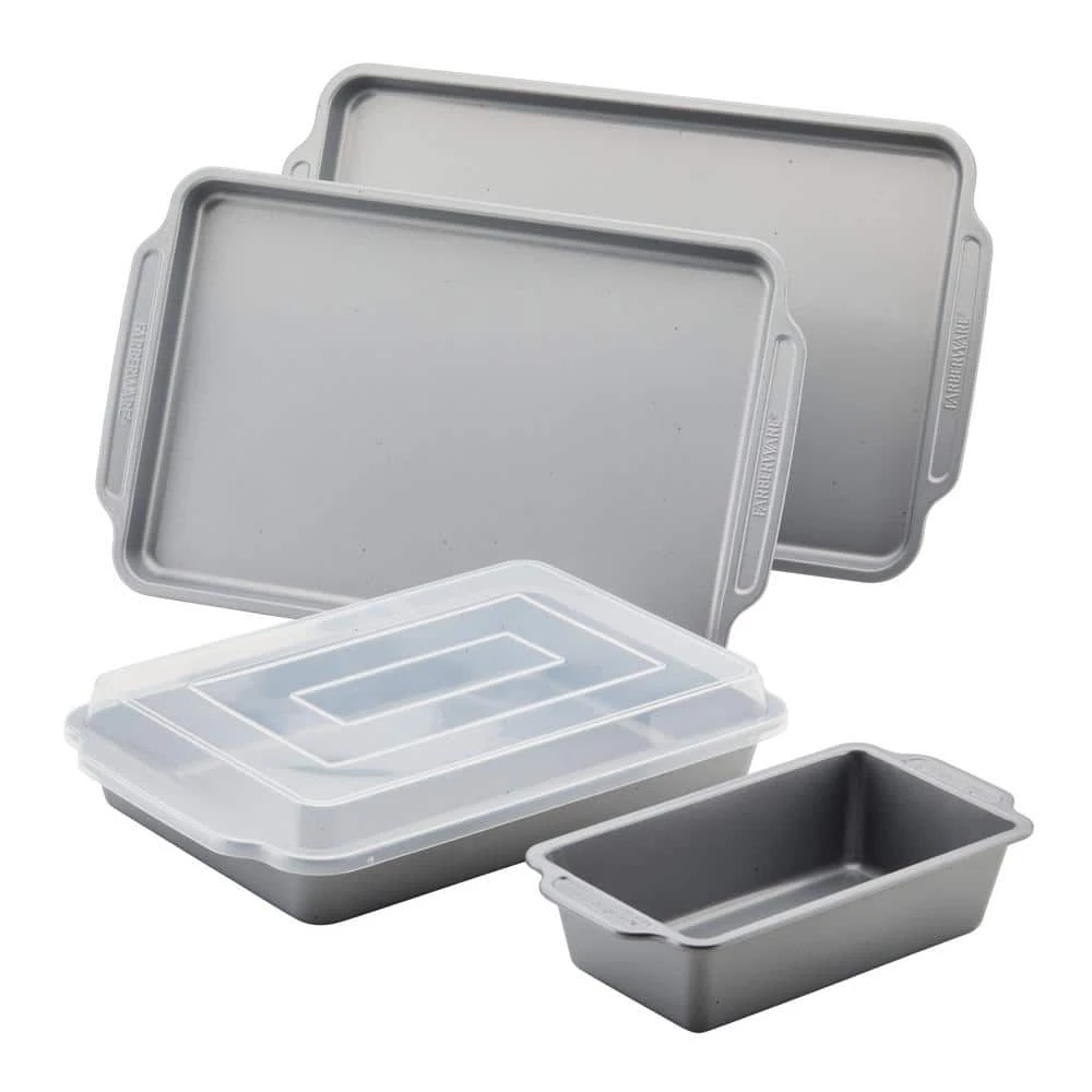Nonstick Bakeware 5-Piece Set Gray Bakeware Set by Farberware 1 Nonstick Bakeware 5-Piece Set Gray Bakeware Set by Farberware