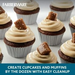 Double Batch 2-Piece Gray Muffin and Cupcake Pan Set by Farberware -Cheap Bakeware Store gray farberware cupcake pans muffin pans 48418 4f 1000