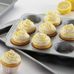 Double Batch 2-Piece Gray Muffin and Cupcake Pan Set by Farberware -Cheap Bakeware Store gray farberware cupcake pans muffin pans 48418 fa 1000
