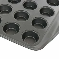 24-Cup Baker's Friend nonstick Steel Mini Muffin Pan by Gibson -Cheap Bakeware Store gray gibson cupcake pans muffin pans 985115199m fa 1000 1