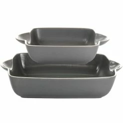 Rockaway 2-Piece Stoneware Nesting Bakeware Set in Grey by GIBSON HOME -Cheap Bakeware Store gray gibson home bakeware sets 985117999m 1f 1000