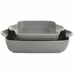 Rockaway 2-Piece Stoneware Nesting Bakeware Set in Grey by GIBSON HOME