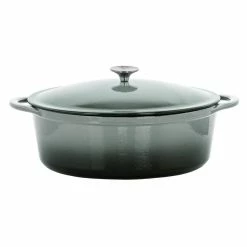 7 qt. Oval Enameled Cast Iron Casserole in Gray by MegaChef