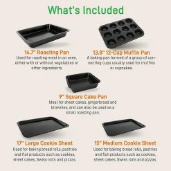 Deluxe Nonstick Carbon Steel 10 Piece Kitchen Bakeware Set (2 Pack) by NutriChef -Cheap Bakeware Store gray nutrichef bakeware sets 2 x ncbs10s 4f 1000
