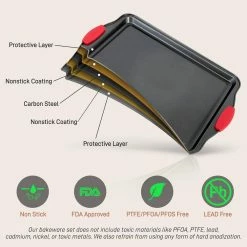 Kitchen Deluxe Non Stick Carbon Steel 3 Piece Bakeware Set (2 Pack) by NutriChef -Cheap Bakeware Store gray nutrichef bakeware sets 2 x ncsbs3s 4f 1000