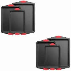 Kitchen Deluxe Non Stick Carbon Steel 3 Piece Bakeware Set (2 Pack) by NutriChef