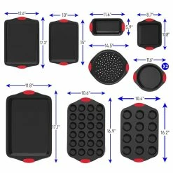 Oven Carbon Steel 10 Piece Bakeware Set w/Deluxe 3 Piece Bakeware Set by NutriChef 12 Oven Carbon Steel 10 Piece Bakeware Set w/Deluxe 3 Piece Bakeware Set by NutriChef -Cheap Bakeware Store gray nutrichef bakeware sets ncsbs10s ncsbs3s 4f 1000