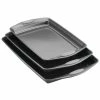 3-Piece Gray Bakeware Nonstick Cookie Pan Set with Sea Salt Gray Silicone Grips by Rachael Ray