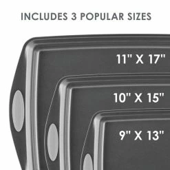 3-Piece Gray Bakeware Nonstick Cookie Pan Set with Sea Salt Gray Silicone Grips by Rachael Ray -Cheap Bakeware Store gray rachael ray bakeware sets 47577 76 1000