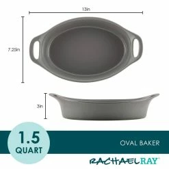 1.5 Qt. Gray Ceramics Oval Baker by Rachael Ray -Cheap Bakeware Store gray rachael ray baking dishes 47848 c3 1000