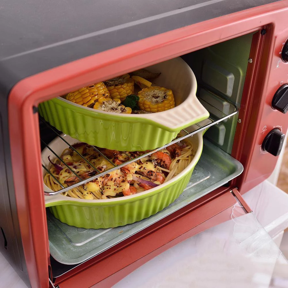 Series Bake Green Ceramic Oval Baking Dish Set of 4 (9.5"/11.25"/12.75"/14.5") Oven to Table Baking Dish by MALACASA 4 Series Bake Green Ceramic Oval Baking Dish Set of 4 (9.5"/11.25"/12.75"/14.5") Oven to Table Baking Dish by MALACASA - Image 4