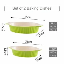 2-Piece Oval Green Porcelain Bakeware Set 12.75 in. and 14.5 in. Baking Pans by MALACASA 12 2-Piece Oval Green Porcelain Bakeware Set 12.75 in. and 14.5 in. Baking Pans by MALACASA -Cheap Bakeware Store green malacasa bakeware sets bake bake 034 b 1f 1000