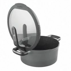 GEM Stay Cool 3 qt. Cast Aluminum Nonstick Casserole Dish in Gray with Glass Lid by BergHOFF -Cheap Bakeware Store grey berghoff casserole dishes 2307417 4f 1000