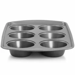 Baker's Friend 6-Cup Nonstick Steel Muffin Pan in Grey by Gibson -Cheap Bakeware Store grey gibson cupcake pans muffin pans 985118364m 4f 1000
