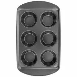 Baker's Friend 6-Cup Nonstick Steel Muffin Pan in Grey by Gibson
