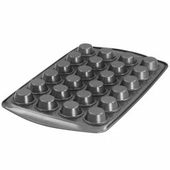 Baker's Friend 24-Cup Nonstick Steel Mini Muffin Pan in Grey by Gibson -Cheap Bakeware Store grey gibson cupcake pans muffin pans 985118365m 1f 1000