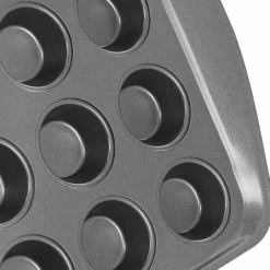 Baker's Friend 24-Cup Nonstick Steel Mini Muffin Pan in Grey by Gibson -Cheap Bakeware Store grey gibson cupcake pans muffin pans 985118365m 44 1000