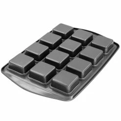Baker's Friend 12-Cup Nonstick Steel Brownie Pan in Grey by Gibson -Cheap Bakeware Store grey gibson cupcake pans muffin pans 985118366m 1f 1000