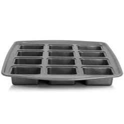 Baker's Friend 12-Cup Nonstick Steel Brownie Pan in Grey by Gibson -Cheap Bakeware Store grey gibson cupcake pans muffin pans 985118366m 4f 1000