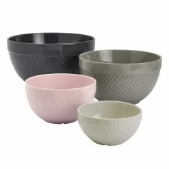 Hobnail 4PC Greys Mixing Bowl Set by Tabletops Gallery