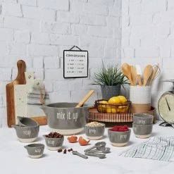 13-Piece Grey "Made with Love" Mixing Bowls Set with Prep Bowls by Tabletops Gallery -Cheap Bakeware Store grey gloss tabletops gallery mixing bowls ttu a5451 ecm 31 1000