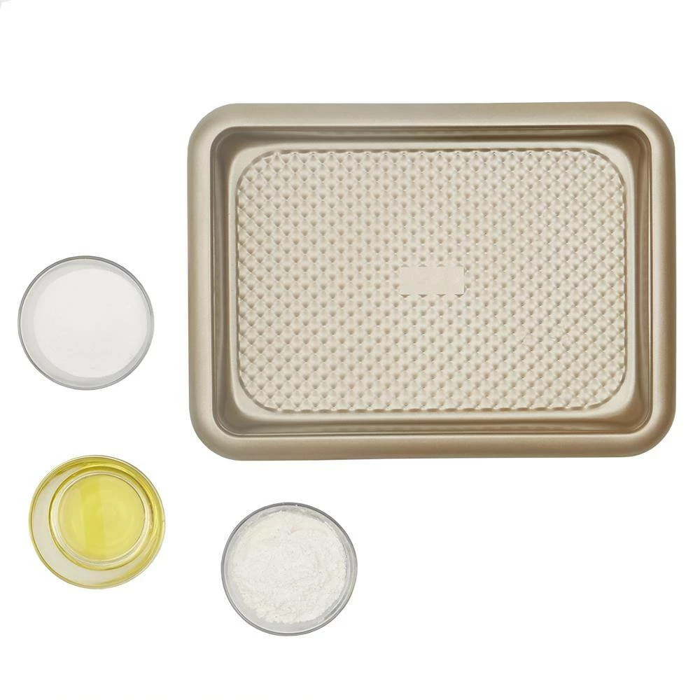 Aurelia Gold Non-Stick 14.5 in. x 10.6 in. x 1.75 in. Carbon Steel Roaster Pan by Home Basics 3 Aurelia Gold Non-Stick 14.5 in. x 10.6 in. x 1.75 in. Carbon Steel Roaster Pan by Home Basics - Image 3