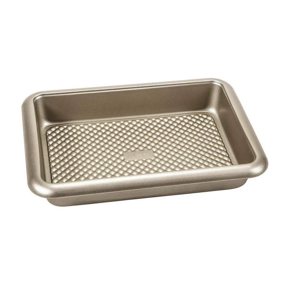 Aurelia Gold Non-Stick 14.5 in. x 10.6 in. x 1.75 in. Carbon Steel Roaster Pan by Home Basics 1 Aurelia Gold Non-Stick 14.5 in. x 10.6 in. x 1.75 in. Carbon Steel Roaster Pan by Home Basics