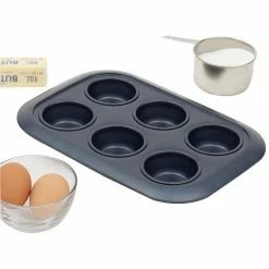 Indigo Non-Stick 6-Cup Carbon Steel Muffin Pan by Michael Graves Design -Cheap Bakeware Store indigo cupcake pans muffin pans hdc92534 1f 1000
