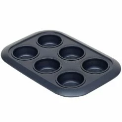 Indigo Non-Stick 6-Cup Carbon Steel Muffin Pan by Michael Graves Design