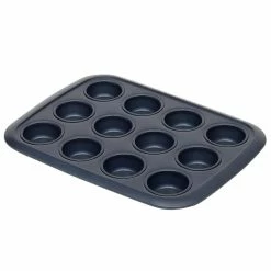 Indigo Non-Stick 12-Cup Carbon Steel Muffin Pan by Michael Graves Design