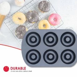 6-Cup Indigo Non-Stick Carbon Steel Donut Pan by Home Basics 10 6-Cup Indigo Non-Stick Carbon Steel Donut Pan by Home Basics -Cheap Bakeware Store indigo home basics baking molds hdc92528 44 1000