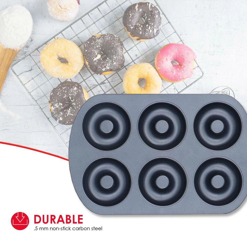 6-Cup Indigo Non-Stick Carbon Steel Donut Pan by Home Basics 5 6-Cup Indigo Non-Stick Carbon Steel Donut Pan by Home Basics - Image 5