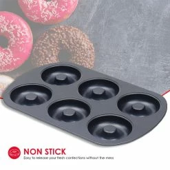 6-Cup Indigo Non-Stick Carbon Steel Donut Pan by Home Basics 8 6-Cup Indigo Non-Stick Carbon Steel Donut Pan by Home Basics -Cheap Bakeware Store indigo home basics baking molds hdc92528 4f 1000