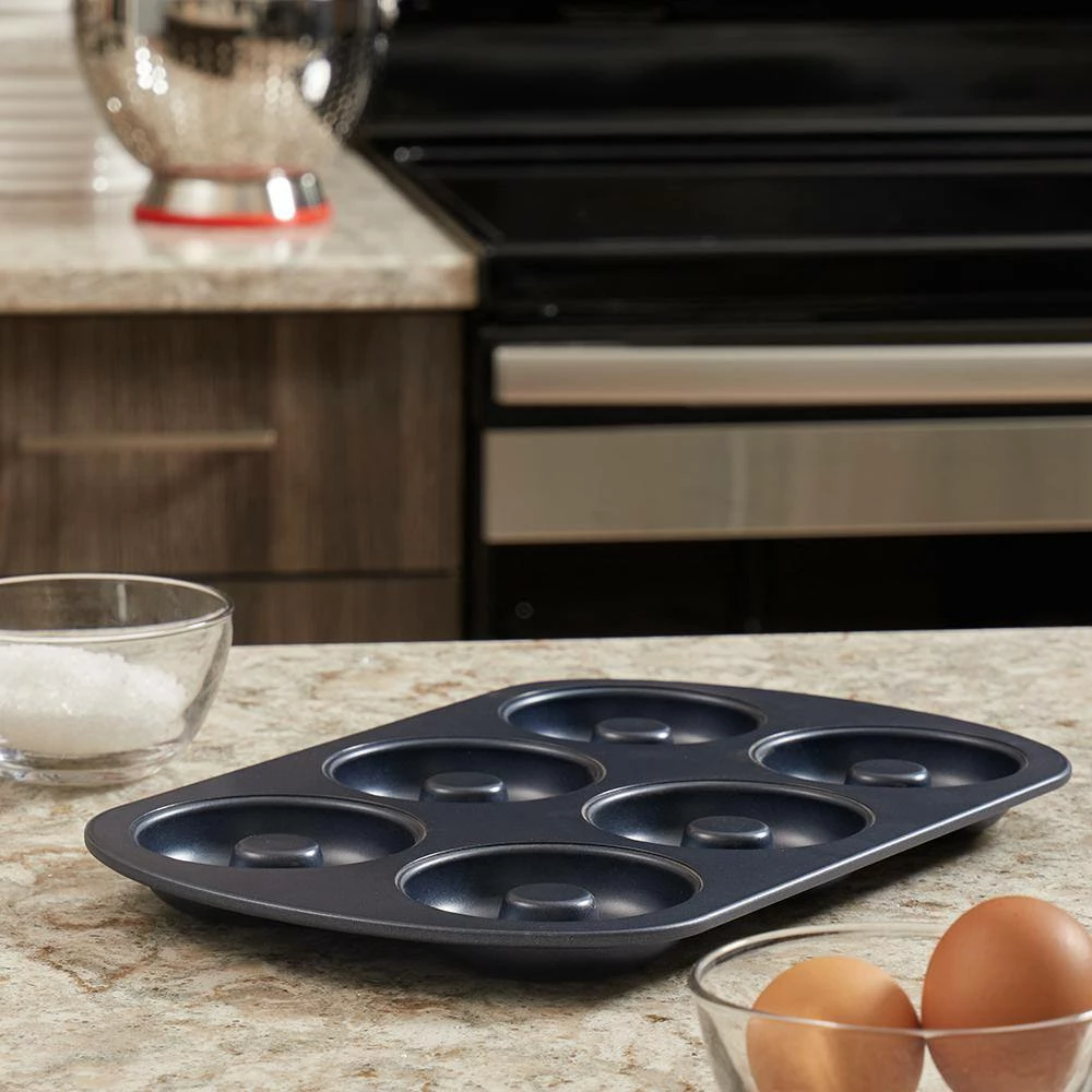 6-Cup Indigo Non-Stick Carbon Steel Donut Pan by Home Basics 2 6-Cup Indigo Non-Stick Carbon Steel Donut Pan by Home Basics - Image 2